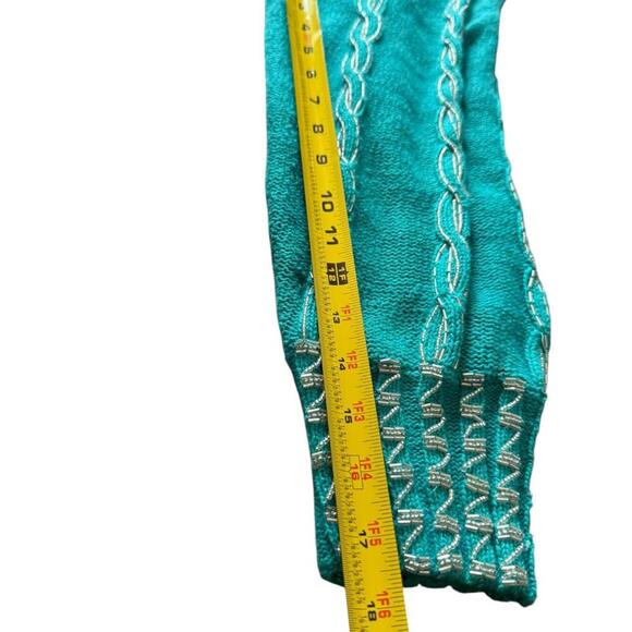 Bonnie Boerer 1988 Beaded Cable Knit Sweater – Teal, Size S/P - Picture 7 of 7